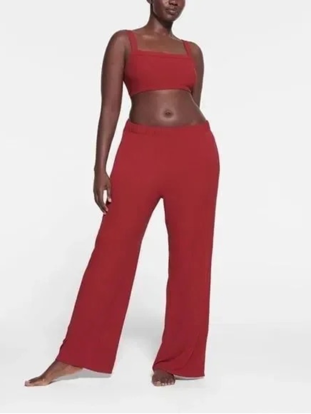 NWT SKIMS Wide-Leg Lounge Pants in Brick Red